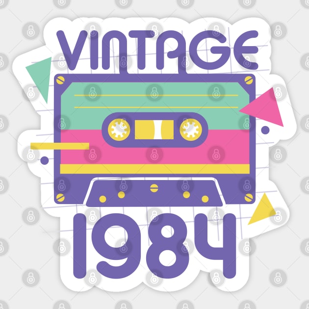 Vintage 1984 Cassette Sticker by DetourShirts